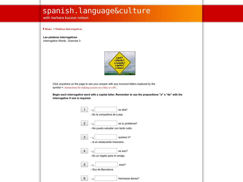 Spanish Language & Culture: Interrogative Words #3 Unit Plan Spanish Language & Culture: Interrogative Words #3 Unit Plan