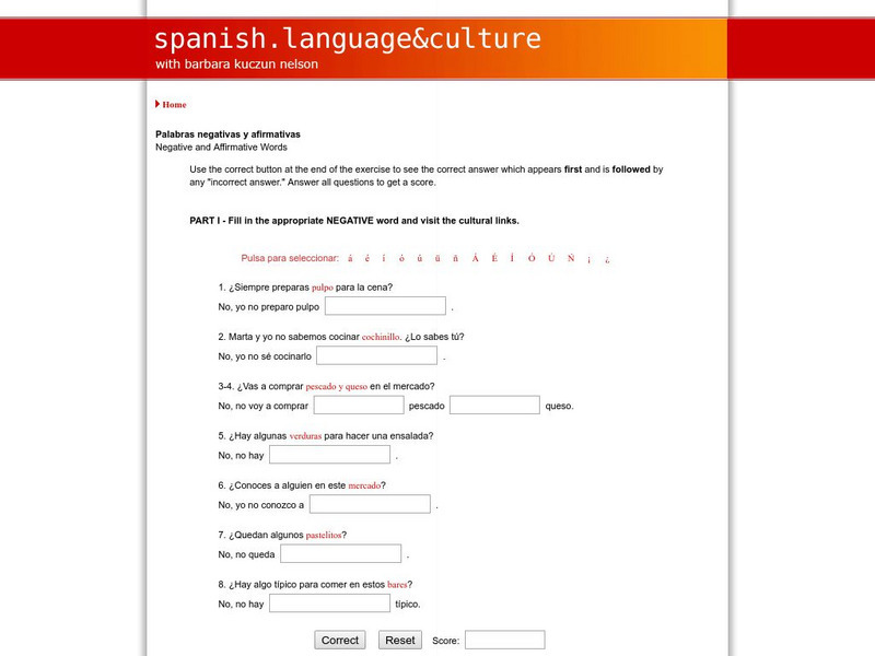 Spanish Language & Culture: Negative and Affirmative Words Unit Plan Spanish Language & Culture: Negative and Affirmative Words Unit Plan