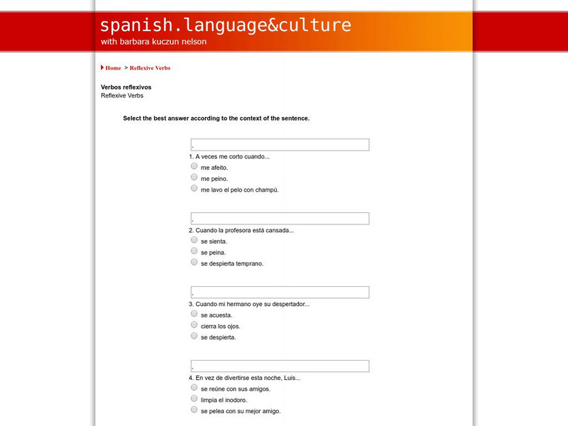 Spanish Language & Culture: Spanish Reflexive Verbs Exercises Unit Plan Spanish Language & Culture: Spanish Reflexive Verbs Exercises Unit Plan