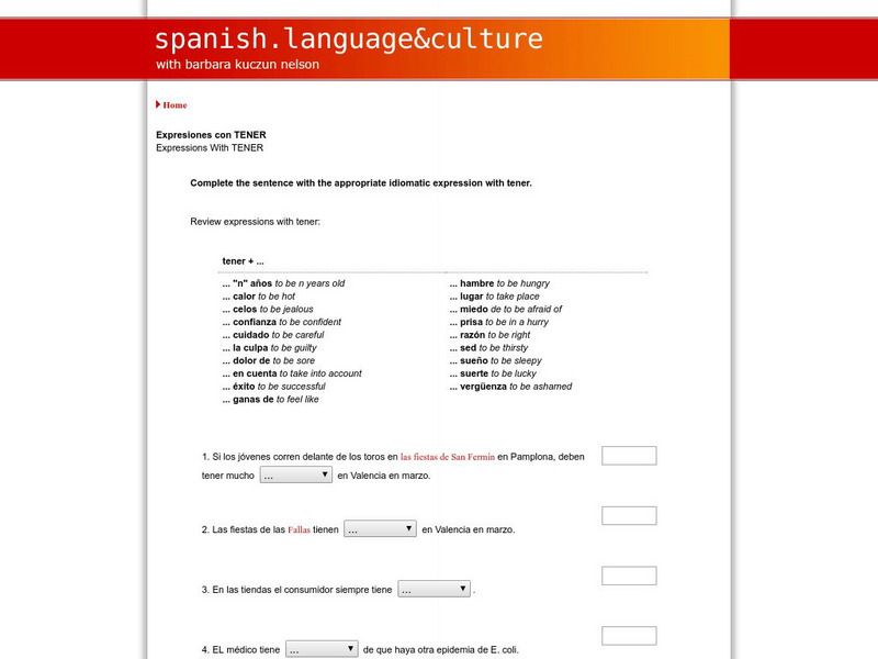 Spanish Language & Culture: Expresiones Con Tener Unit Plan Spanish Language & Culture: Expresiones Con Tener Unit Plan