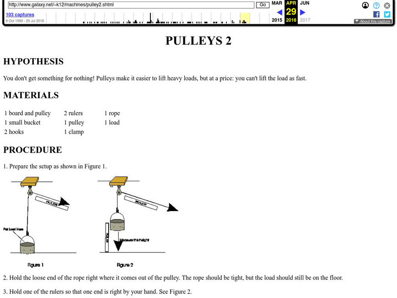 Colts Neck Township Schools: Hands on Technology: Marvelous Machines: Pulleys 2 Activity Colts Neck Township Schools: Hands on Technology: Marvelous Machines: Pulleys 2 Activity