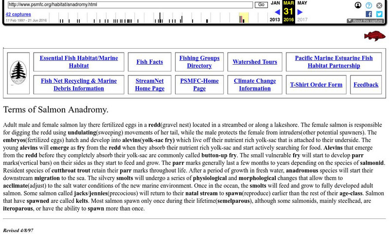 Pacific States Marine Fisheries Commission: Terms of Salmon Anadromy Handout Pacific States Marine Fisheries Commission: Terms of Salmon Anadromy Handout