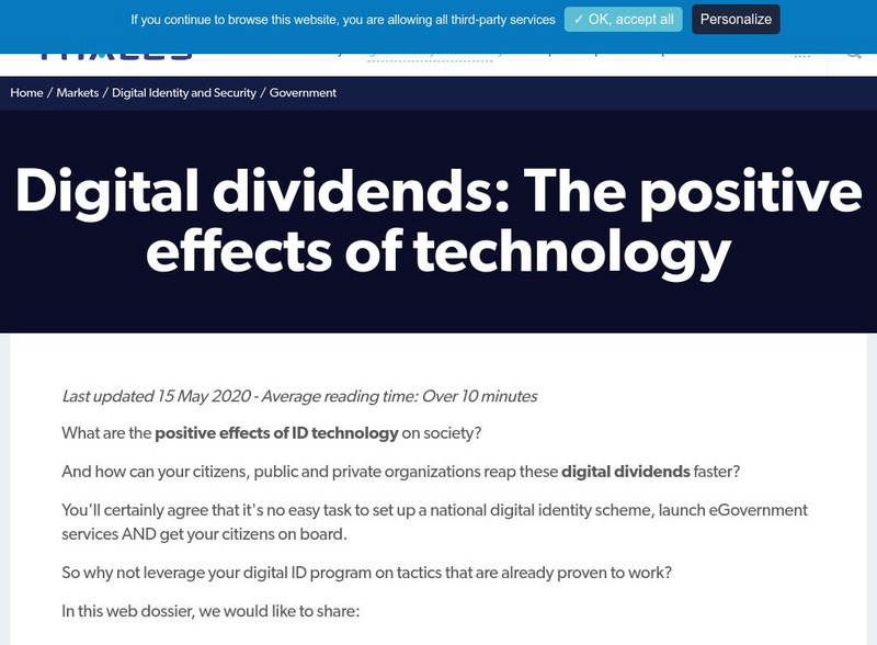 Thales Group: Digital Dividends: The Positive Effects of Id Technology Article Thales Group: Digital Dividends: The Positive Effects of Id Technology Article