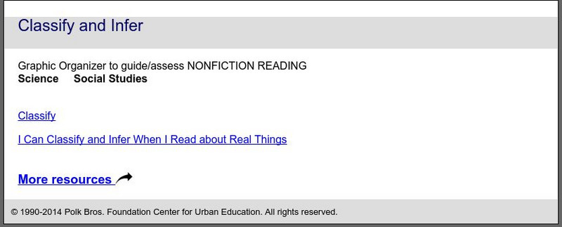De Paul University: Center for Urban Education: I Can Classify and Infer When I Read [Pdf] Unit Plan
