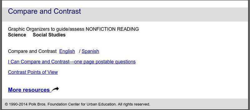 De Paul University: Center for Urban Education: Compare and Contrast Graphic Organizers [Pdf] Unit Plan