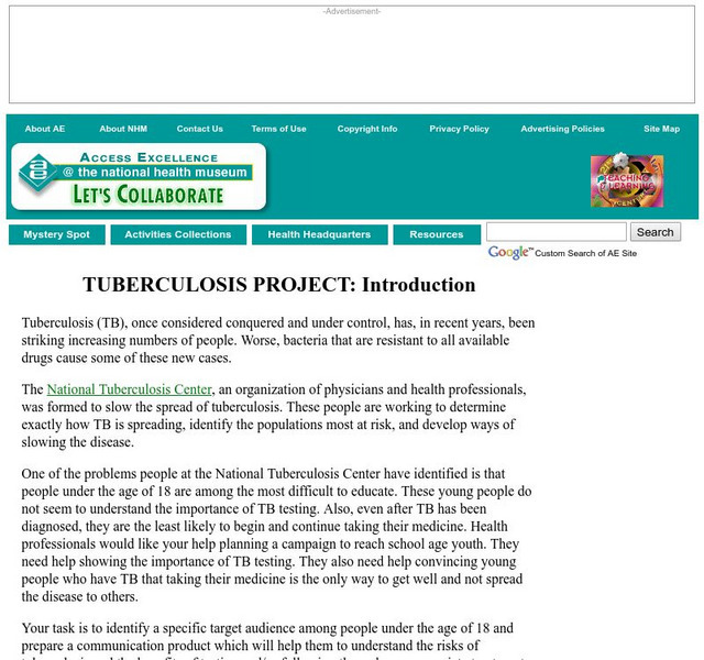 Access Excellence: Tuberculosis Project Website Access Excellence: Tuberculosis Project Website