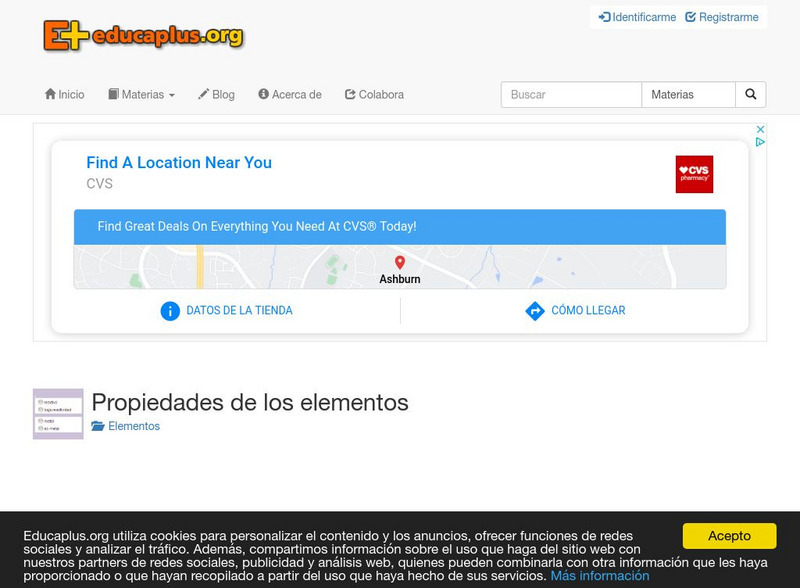 Educaplus: Propiedades De Los Elementos [In Spanish] Activity