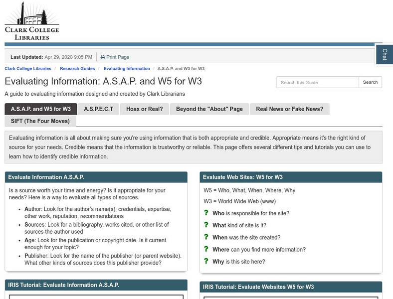 Clark College Libraries: Evaluating Information: Hoax or Real? Unit Plan Clark College Libraries: Evaluating Information: Hoax or Real? Unit Plan