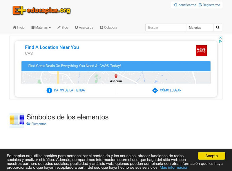 Educaplus: Simbolos De Los Elementos [In Spanish] Activity