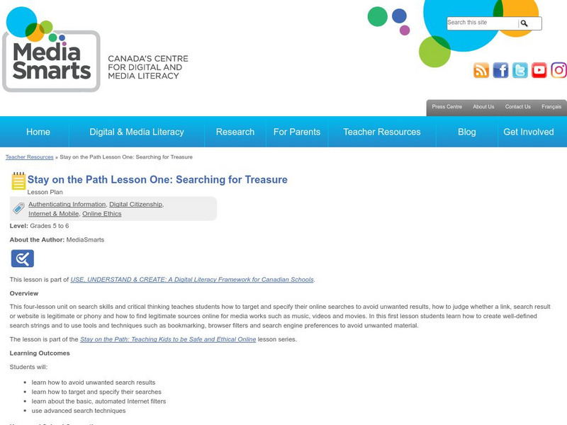 Media Smarts: Stay on the Path Lesson One: Searching for Treasure Lesson Plan Media Smarts: Stay on the Path Lesson One: Searching for Treasure Lesson Plan