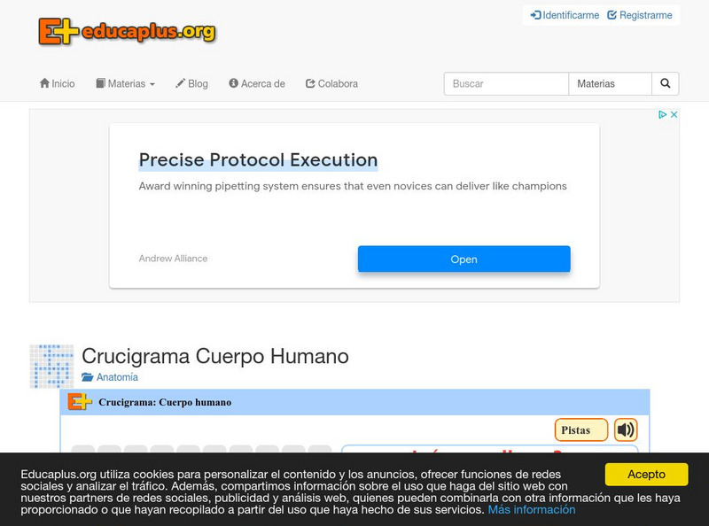 Educaplus: Cuerpo Humano [In Spanish] Activity