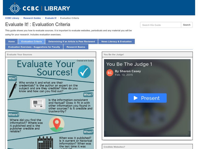 Ccbc Library: Evaluate It!: Evaluation Criteria Unit Plan