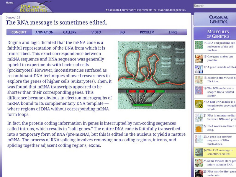 Dna From the Beginning: The Rna Message Is Sometimes Edited Unit Plan Dna From the Beginning: The Rna Message Is Sometimes Edited Unit Plan