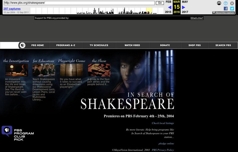 Pbs: In Search of Shakespeare Website Pbs: In Search of Shakespeare Website