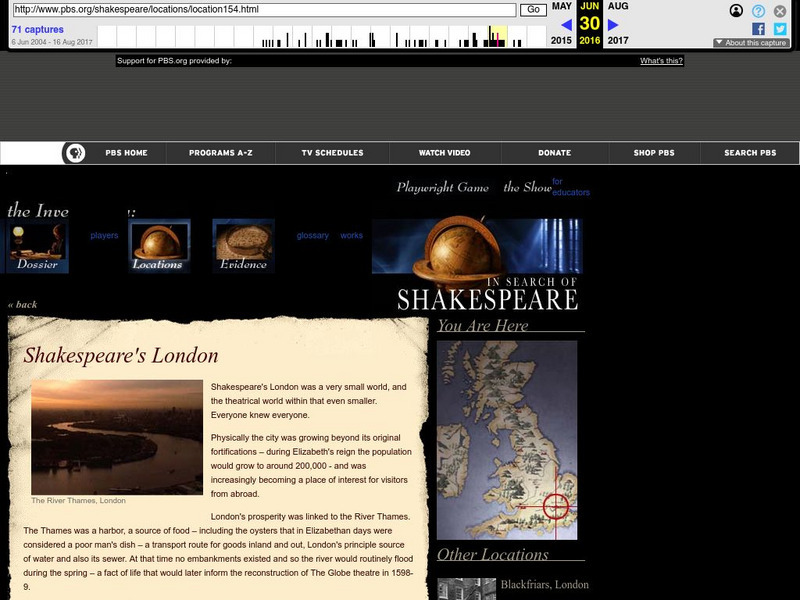 Pbs: Shakespeare's London Handout Pbs: Shakespeare's London Handout