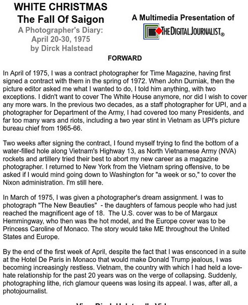 Photographer's Diary April 20 30, 1975: Fall of Saigon Primary Photographer's Diary April 20 30, 1975: Fall of Saigon Primary