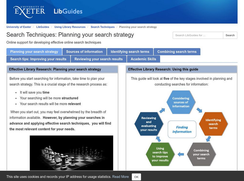 University of Exeter: Search Techniques: Planning Your Search Strategy Handout University of Exeter: Search Techniques: Planning Your Search Strategy Handout