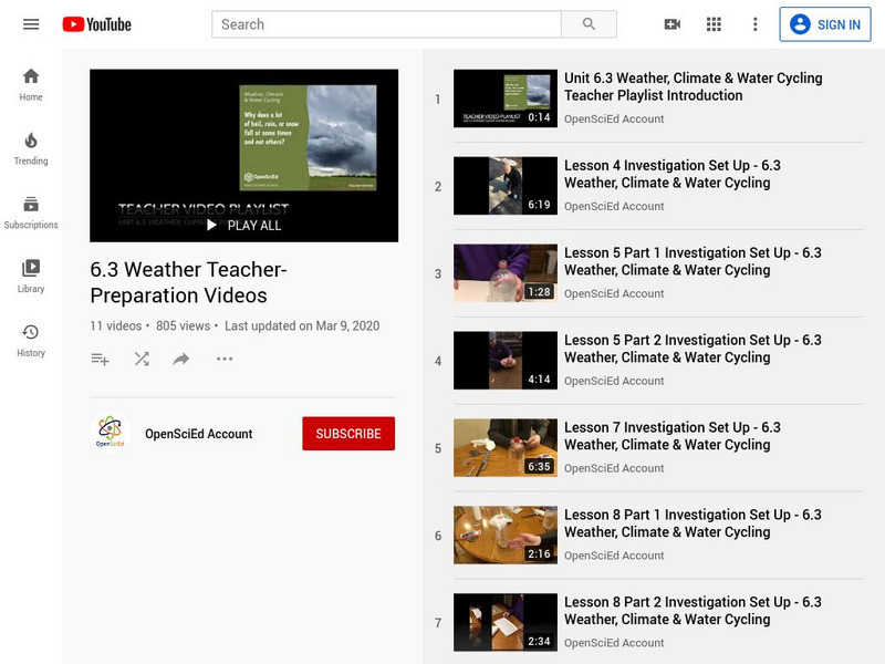 Open Sci Ed: 6.3 Weather, Climate & Water Cycling: Teacher Playlist Instructional Video