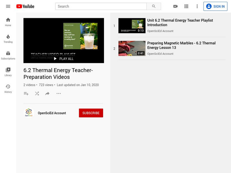Open Sci Ed: 6.2 Thermal Energy: Teacher Playlist Instructional Video Open Sci Ed: 6.2 Thermal Energy: Teacher Playlist Instructional Video