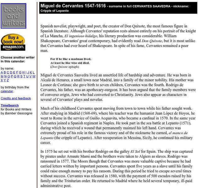 Author's Calendar: Cervantes Website Author's Calendar: Cervantes Website
