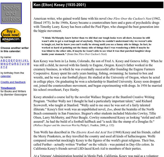 Author's Calendar: Ken Elton Kesey Website Author's Calendar: Ken Elton Kesey Website