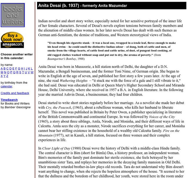 Author's Calendar: Anita Desai Website Author's Calendar: Anita Desai Website
