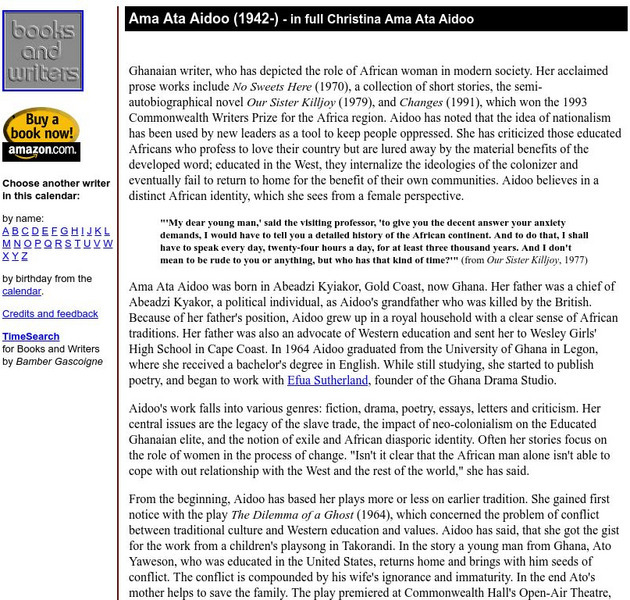 Author's Calendar: Ama Ata Aidoo Website Author's Calendar: Ama Ata Aidoo Website