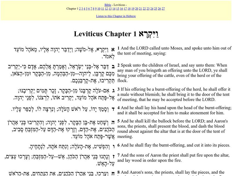 Hebrew English Bible: Leviticus Primary Hebrew English Bible: Leviticus Primary