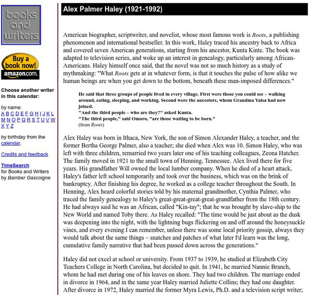 Author's Calendar: Alex Haley Website Author's Calendar: Alex Haley Website