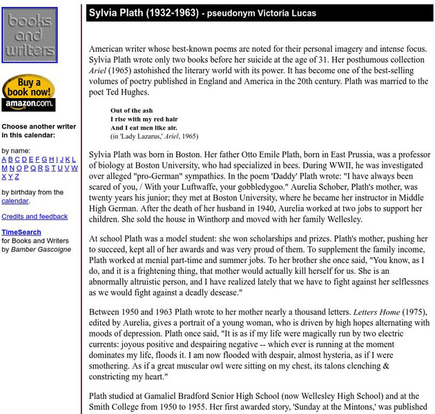 Author's Calendar: Sylvia Plath Website Author's Calendar: Sylvia Plath Website