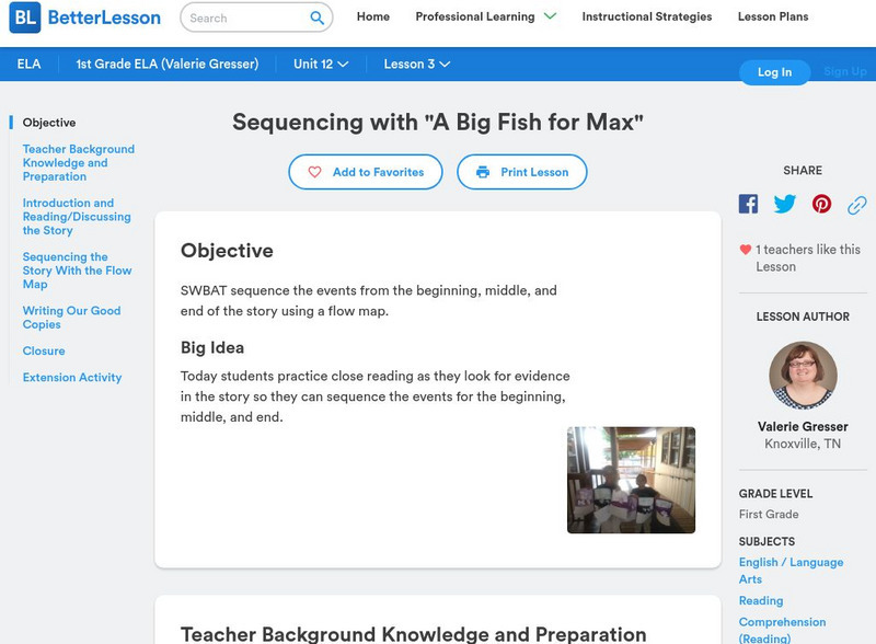 Better Lesson: Sequencing With "A Big Fish for Max" Lesson Plan Better Lesson: Sequencing With "A Big Fish for Max" Lesson Plan