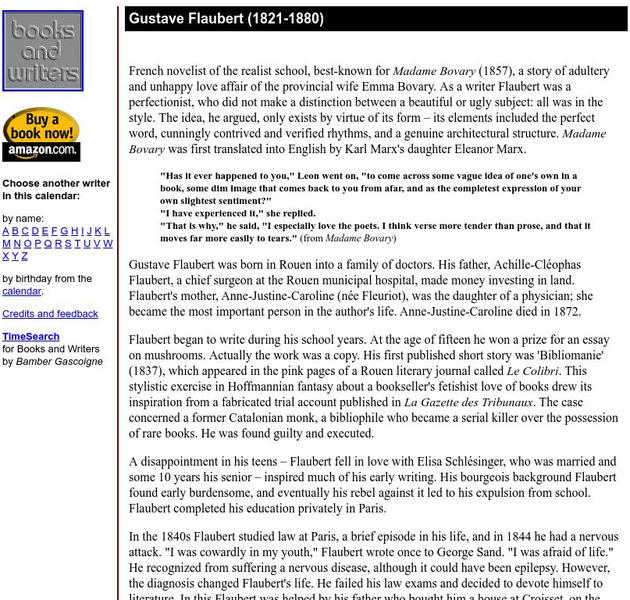 Author's Calendar: Gustave Flaubert Website Author's Calendar: Gustave Flaubert Website