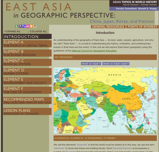 Columbia University: Asia for Educators: East Asia in Geographic Perspective Graphic Columbia University: Asia for Educators: East Asia in Geographic Perspective Graphic