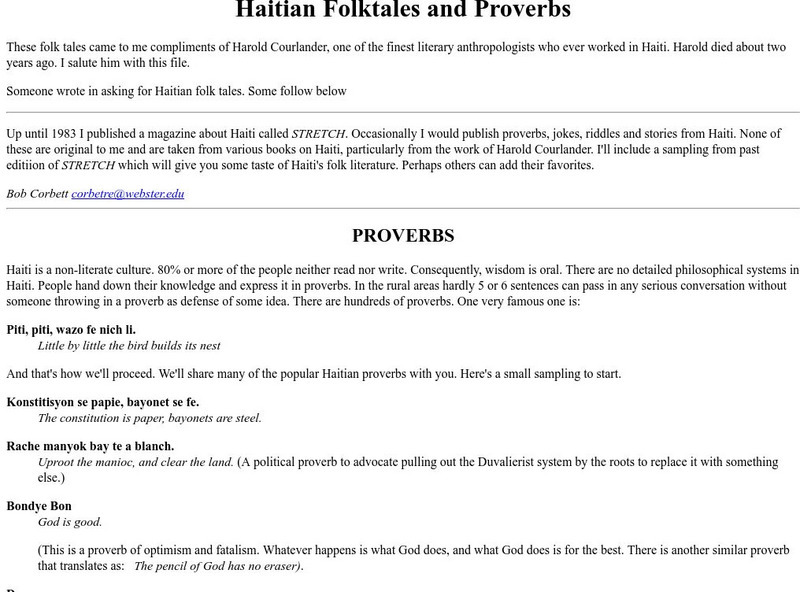 Wu: Haitian Folktales, Riddles, Jokes, and Proverbs Activity Wu: Haitian Folktales, Riddles, Jokes, and Proverbs Activity