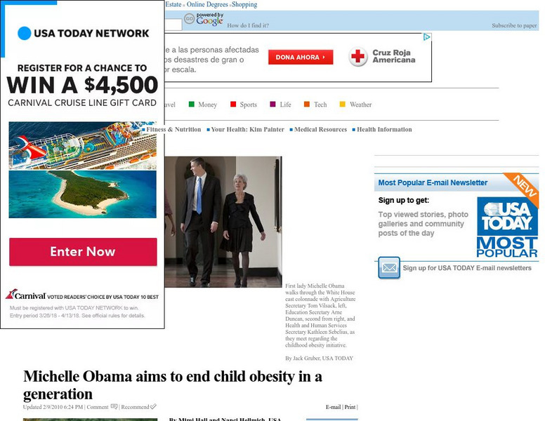 Usa Today: Michelle Obama Aims to End Child Obesity in a Generation Article Usa Today: Michelle Obama Aims to End Child Obesity in a Generation Article