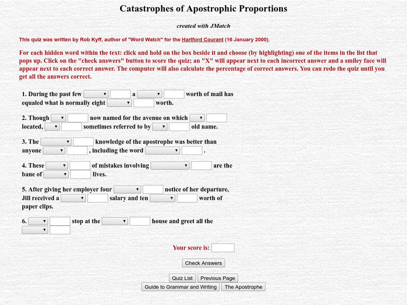 Guide to Grammar and Writing: Catastrophes of Apostrophic Proportions Unknown Type Guide to Grammar and Writing: Catastrophes of Apostrophic Proportions Unknown Type
