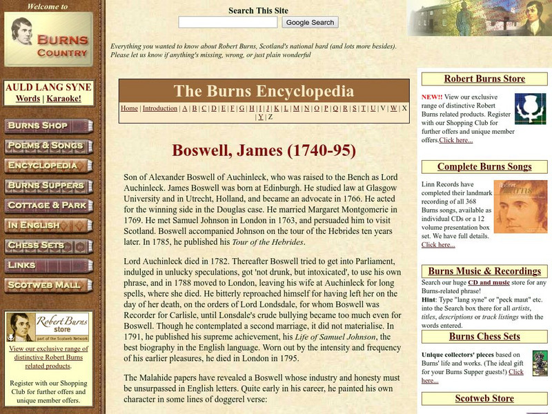 The Burns Encyclopedia: James Boswell Handout The Burns Encyclopedia: James Boswell Handout