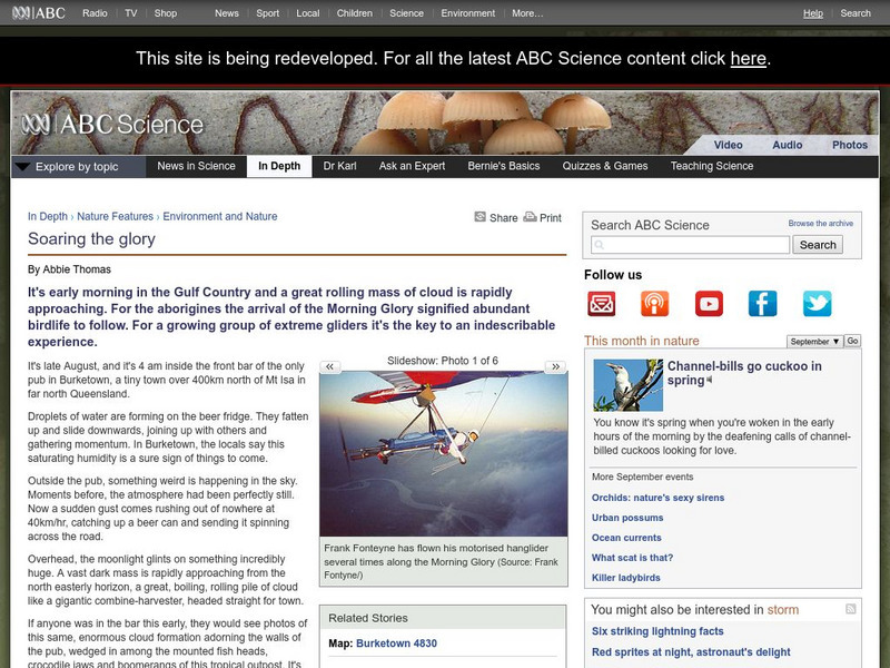 Australian Broadcasting Corporation: News in Science: Soaring the Glory Website Australian Broadcasting Corporation: News in Science: Soaring the Glory Website