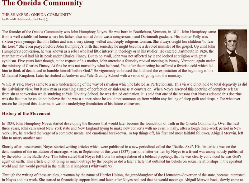 Nyhn: The Oneida Community Handout Nyhn: The Oneida Community Handout