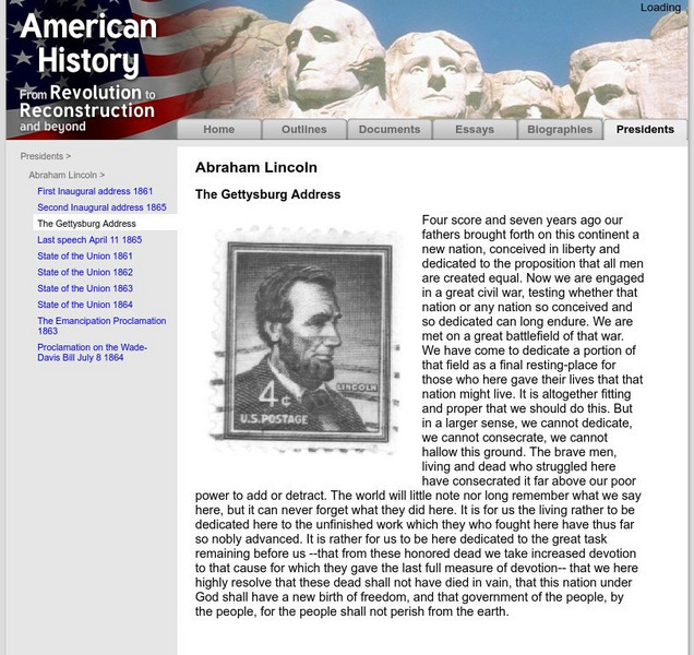American History: Presidents: Gettysburg Address Primary American History: Presidents: Gettysburg Address Primary