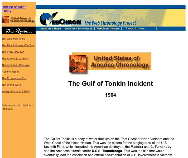 Then Again: Web Chron: Gulf of Tonkin Incident Article Then Again: Web Chron: Gulf of Tonkin Incident Article