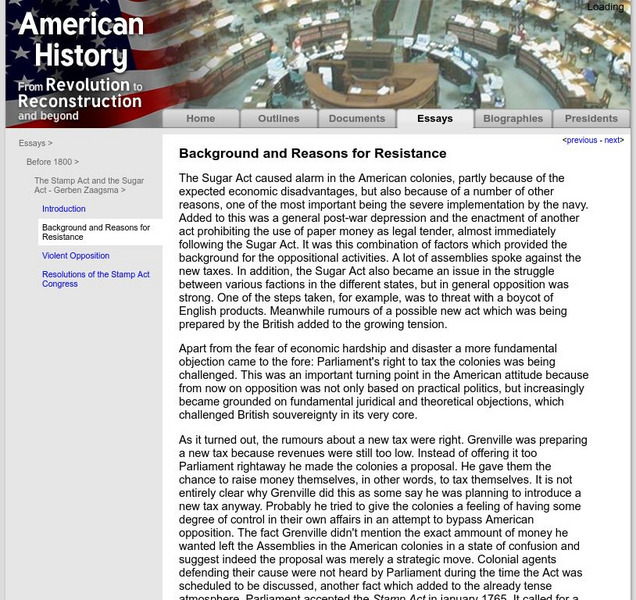 American History: Essays: The Sugar and Stamp Acts Activity American History: Essays: The Sugar and Stamp Acts Activity