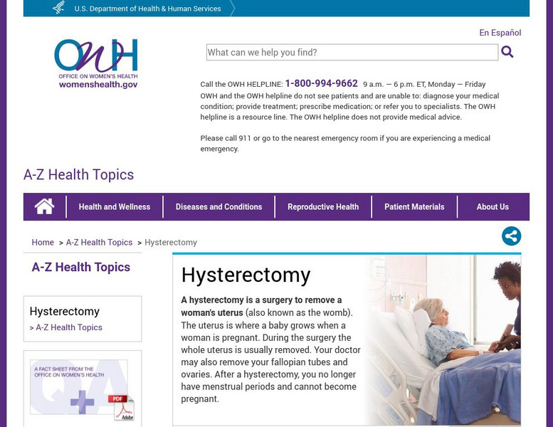 Womens health.gov: Hysterectomy Website Womens health.gov: Hysterectomy Website