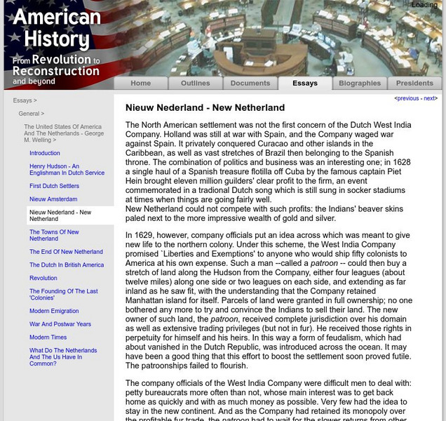 American History: Essays: u.s. & the Netherlands Activity American History: Essays: u.s. & the Netherlands Activity