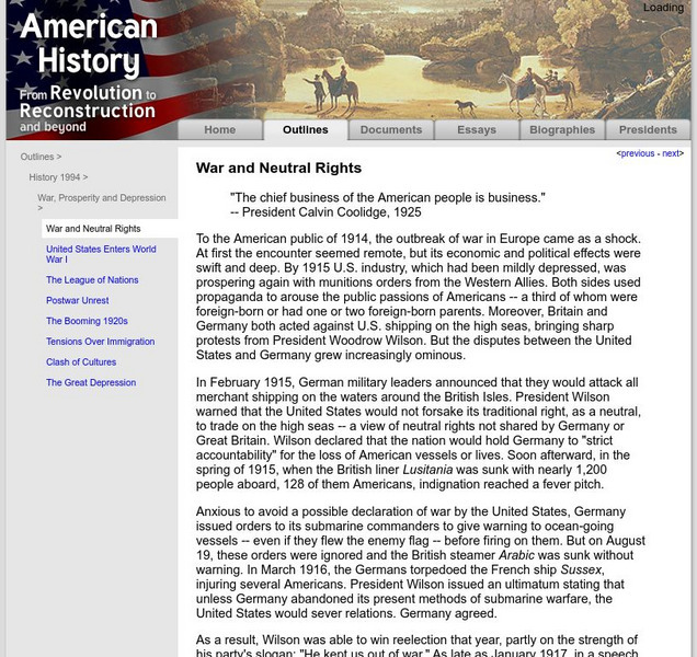 American History: Outlines: War and Neutral Rights Website American History: Outlines: War and Neutral Rights Website