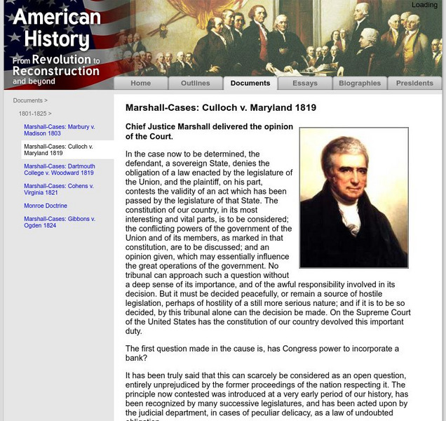 American History: Documents: Mc Culloch v. Maryland Primary American History: Documents: Mc Culloch v. Maryland Primary