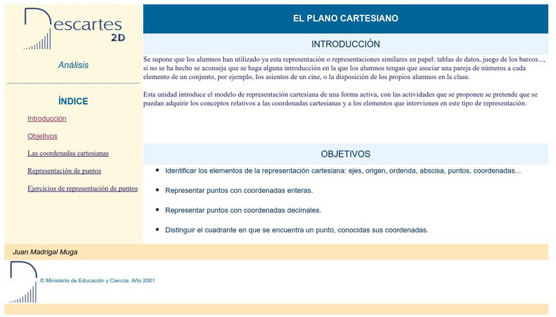 Ministerio De Educacion Y Ciencia: El Plano Cartesino Activity Ministerio De Educacion Y Ciencia: El Plano Cartesino Activity