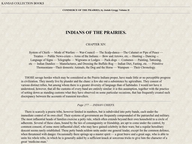The Kansas Collection: Indians of the Prairies Website The Kansas Collection: Indians of the Prairies Website