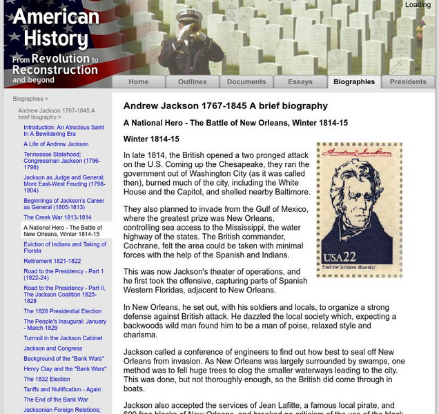 American History: Biographies: Amdrew Jackson: The Battle of New Orleans Activity American History: Biographies: Amdrew Jackson: The Battle of New Orleans Activity