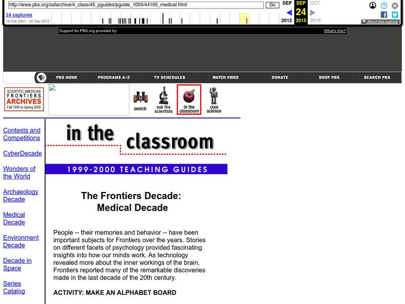 Pbs Teachers: Scientific American: The Frontiers Decade: Medical Decade Lesson Plan Pbs Teachers: Scientific American: The Frontiers Decade: Medical Decade Lesson Plan